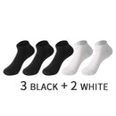 5 Pairs/Set Men's Cotton Short Socks Thin Black White Business Men Boat Sock Soft Breathable Solid Color Summer Male Ankle Socks