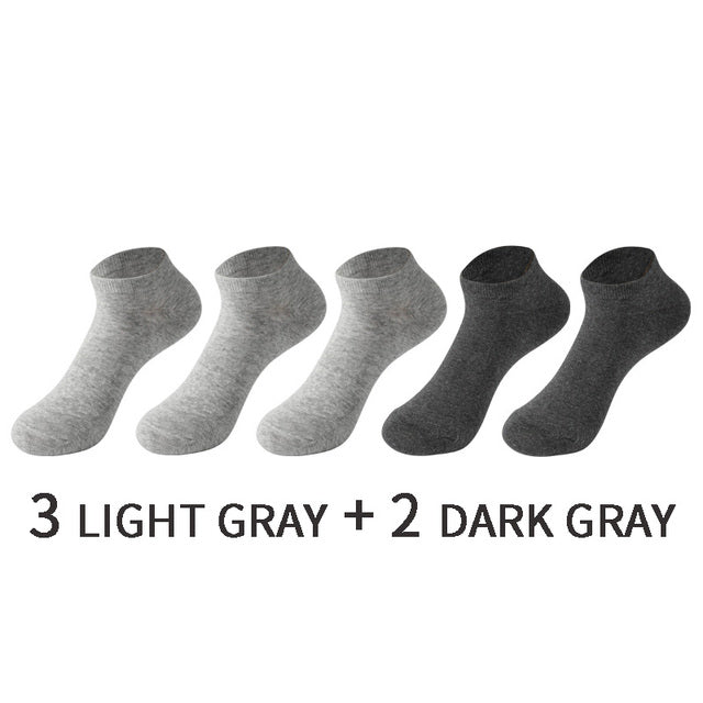 5 Pairs/Set Men's Cotton Short Socks Thin Black White Business Men Boat Sock Soft Breathable Solid Color Summer Male Ankle Socks