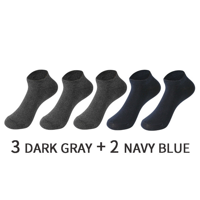 5 Pairs/Set Men's Cotton Short Socks Thin Black White Business Men Boat Sock Soft Breathable Solid Color Summer Male Ankle Socks
