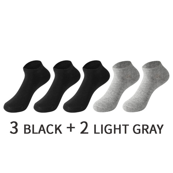 5 Pairs/Set Men's Cotton Short Socks Thin Black White Business Men Boat Sock Soft Breathable Solid Color Summer Male Ankle Socks