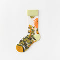 New Fashion Harajuku High Quality Creative Crystal Silk Tide Socks Sunflowers Vines Flowers Animal Fruit Glass Silk Women SockS