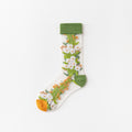 New Fashion Harajuku High Quality Creative Crystal Silk Tide Socks Sunflowers Vines Flowers Animal Fruit Glass Silk Women SockS
