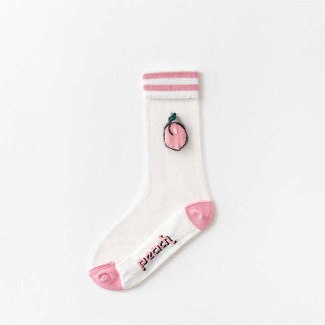 New Fashion Harajuku High Quality Creative Crystal Silk Tide Socks Sunflowers Vines Flowers Animal Fruit Glass Silk Women SockS