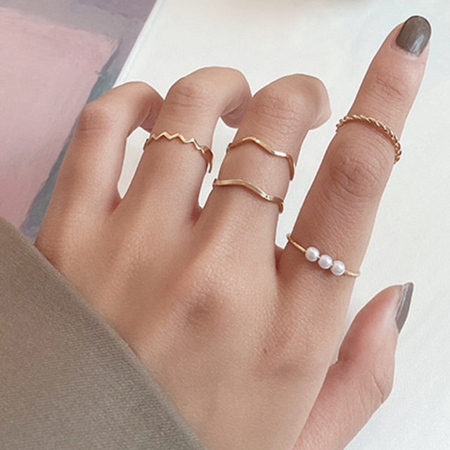 Hiphop/Rock Metal Geometry Circular Punk Rings Set Opening Index Finger Accessories Buckle Joint Tail Ring for Women Jewelry