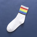 Fashion Socks Cotton Rainbow Stripes Christmas Gift Classic Warm Casual Tide Harajuku Funny Cute Pop Korean Socks For Women