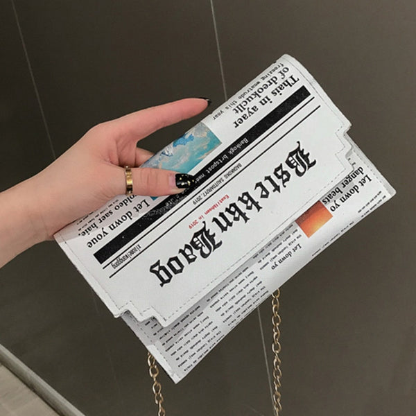 Women Joker Messenger Bag Chain Shoulder Bag Personality Fashion Small Square Newspaper News Styling Bags Wholesale Bolso Mujer