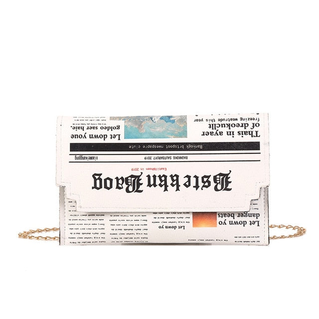 Women Joker Messenger Bag Chain Shoulder Bag Personality Fashion Small Square Newspaper News Styling Bags Wholesale Bolso Mujer