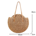 Round Straw Beach Bag Vintage Handmade Woven Shoulder Bag Raffia circle Rattan bags Bohemian Summer Vacation Casual Bags