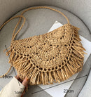 Round Straw Beach Bag Vintage Handmade Woven Shoulder Bag Raffia circle Rattan bags Bohemian Summer Vacation Casual Bags