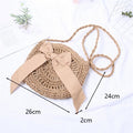 Round Straw Beach Bag Vintage Handmade Woven Shoulder Bag Raffia circle Rattan bags Bohemian Summer Vacation Casual Bags