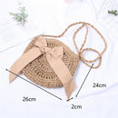 Round Straw Beach Bag Vintage Handmade Woven Shoulder Bag Raffia circle Rattan bags Bohemian Summer Vacation Casual Bags