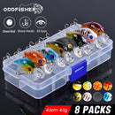 8pcs Crankbaits Set Mixed Colors Fishing Lures Minnow Baits Wobbler with Box Bass Swimbait Sea Swim Jerkbait Trout Tackle Hard