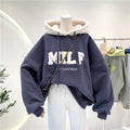 OUSLEE Fashion Patchwork Oversize Sweatshirt Women Winter Casual Loose Cotton Thick Letter Long Sleeve Hoodies Female Streetwear