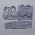 Seamless Women  yoga set Workout Gym Long Sleeve Fitness Crop Top High Waist Leggings Sport Clothing Suits