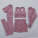 Seamless Women  yoga set Workout Gym Long Sleeve Fitness Crop Top High Waist Leggings Sport Clothing Suits