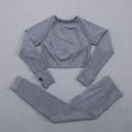 Seamless Women  yoga set Workout Gym Long Sleeve Fitness Crop Top High Waist Leggings Sport Clothing Suits