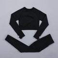 Seamless Women  yoga set Workout Gym Long Sleeve Fitness Crop Top High Waist Leggings Sport Clothing Suits