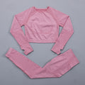Seamless Women  yoga set Workout Gym Long Sleeve Fitness Crop Top High Waist Leggings Sport Clothing Suits