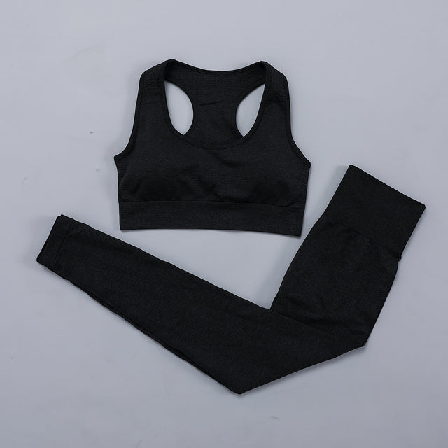 Seamless Women  yoga set Workout Gym Long Sleeve Fitness Crop Top High Waist Leggings Sport Clothing Suits