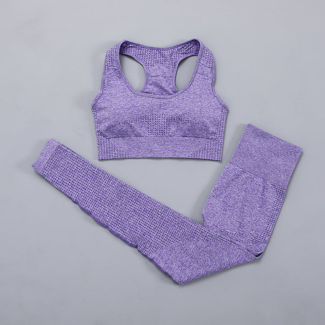 Seamless Women  yoga set Workout Gym Long Sleeve Fitness Crop Top High Waist Leggings Sport Clothing Suits