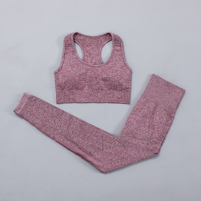 Seamless Women  yoga set Workout Gym Long Sleeve Fitness Crop Top High Waist Leggings Sport Clothing Suits