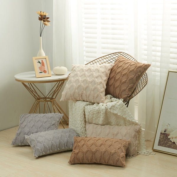 3D Rhombus Plush Pillow Cover Geometric Decorative Throw Pillow Case Soft Cozy Bed Sofa Cushion Cover for Nordic Home Fall Decor