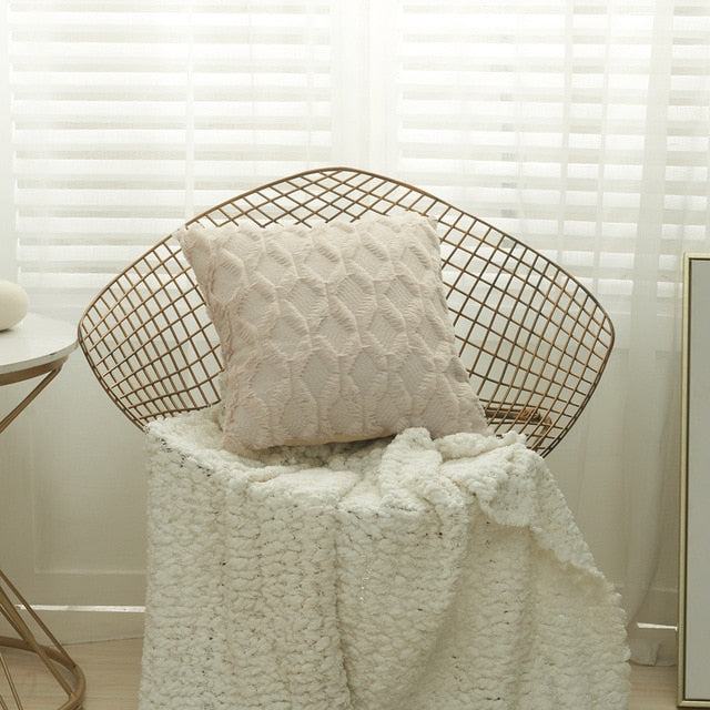 3D Rhombus Plush Pillow Cover Geometric Decorative Throw Pillow Case Soft Cozy Bed Sofa Cushion Cover for Nordic Home Fall Decor