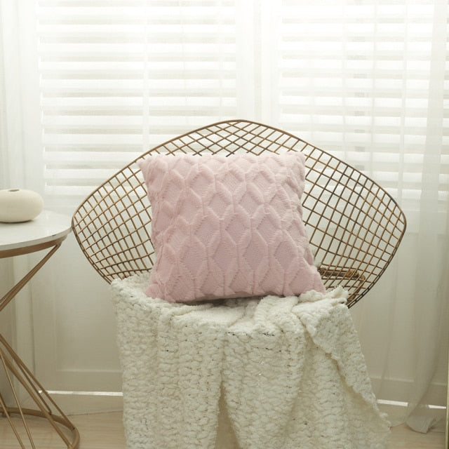 3D Rhombus Plush Pillow Cover Geometric Decorative Throw Pillow Case Soft Cozy Bed Sofa Cushion Cover for Nordic Home Fall Decor