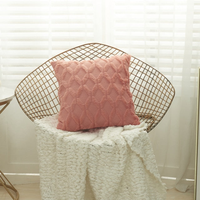 3D Rhombus Plush Pillow Cover Geometric Decorative Throw Pillow Case Soft Cozy Bed Sofa Cushion Cover for Nordic Home Fall Decor