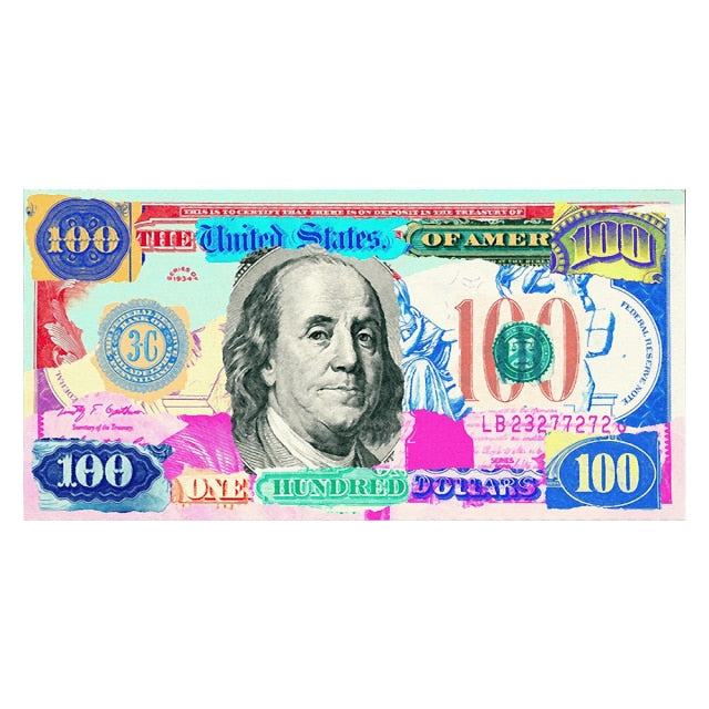 Wall Art Gold Modern Popular Colorful Hundred Money Canvas Painting Quadro Street Art Abstract Poster Wall Picture Home Decor