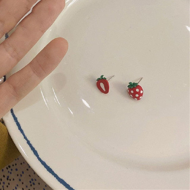 AOMU 2020 New Japan Korean Cherry Fruit Shaped Drop Earrings For Women Sweet Girls Cute Brincos Line Pendientes Jewelry Gifts