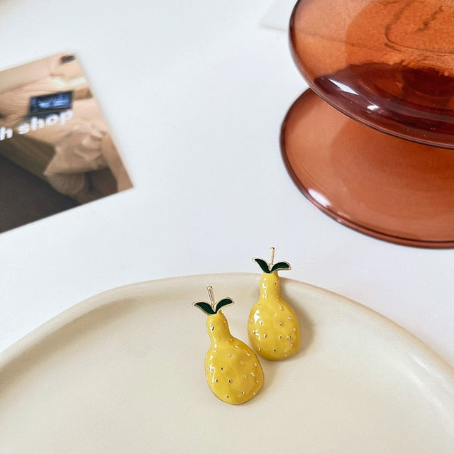 AOMU 2020 New Japan Korean Cherry Fruit Shaped Drop Earrings For Women Sweet Girls Cute Brincos Line Pendientes Jewelry Gifts