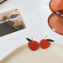 AOMU 2020 New Japan Korean Cherry Fruit Shaped Drop Earrings For Women Sweet Girls Cute Brincos Line Pendientes Jewelry Gifts