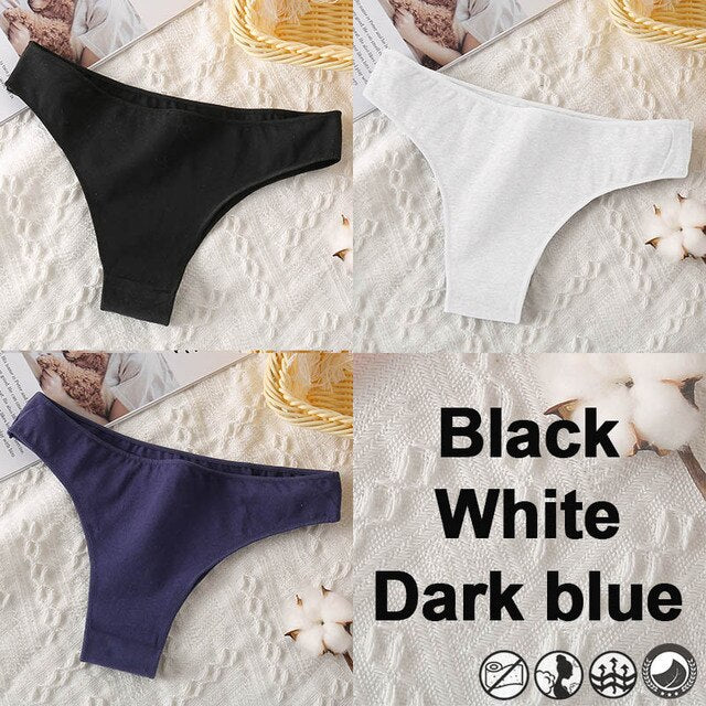 M-XXL Cotton Panties Women's Thong Briefs Cotton Underwear Sexy Lingerie Panties Female Underpants G-String Girl Pantys 3PCS/Set
