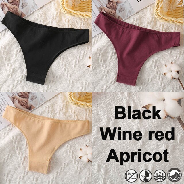 M-XXL Cotton Panties Women's Thong Briefs Cotton Underwear Sexy Lingerie Panties Female Underpants G-String Girl Pantys 3PCS/Set