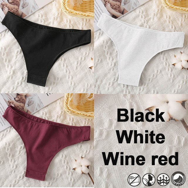 M-XXL Cotton Panties Women's Thong Briefs Cotton Underwear Sexy Lingerie Panties Female Underpants G-String Girl Pantys 3PCS/Set