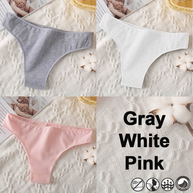 M-XXL Cotton Panties Women's Thong Briefs Cotton Underwear Sexy Lingerie Panties Female Underpants G-String Girl Pantys 3PCS/Set