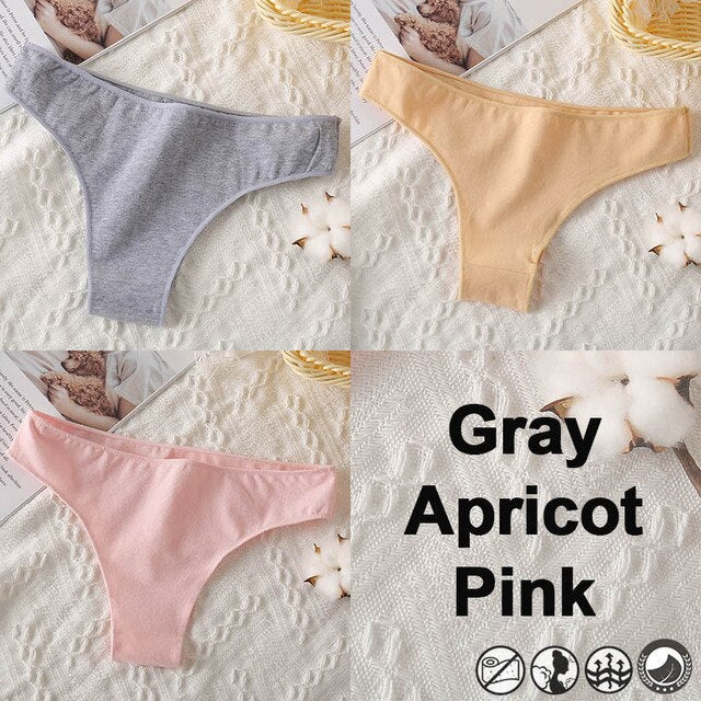 M-XXL Cotton Panties Women's Thong Briefs Cotton Underwear Sexy Lingerie Panties Female Underpants G-String Girl Pantys 3PCS/Set