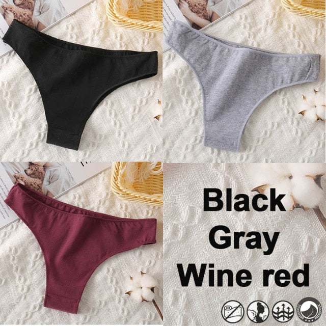 M-XXL Cotton Panties Women's Thong Briefs Cotton Underwear Sexy Lingerie Panties Female Underpants G-String Girl Pantys 3PCS/Set