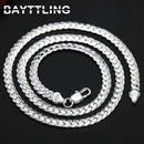 BAYTTLING S925 Sterling Silver Gold/Silver 8/18/20/24 Inch Side Chain Necklace For Women Men Fashion Jewelry Gifts