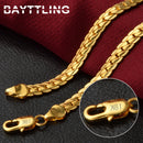 BAYTTLING S925 Sterling Silver Gold/Silver 8/18/20/24 Inch Side Chain Necklace For Women Men Fashion Jewelry Gifts
