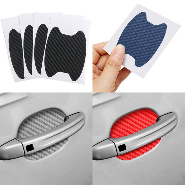 4Pcs Handle Anti Scratch Stickers Universal Carbon Fiber Auto Door Handle Film Car Stickers Goods Accessories
