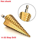 HSS Steel Titanium Step Drill Bit Hand Tool Sets 3-12 4-12 4-20 4-32mm Step Cone Cutt Woodworking Wood Metal Drill Bit Set