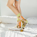 CHAOZHU Girls Cute Cartoon Fruits Sheer Kawaii Lady Women Summer Fall Avocado Lemon Pineapple Cherry Jacquard Socks Female