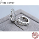 CodeMonkey 100% Real 925 Sterling Silver Crystal Circle Earring For Women Making Jewelry Gift Wedding Party Engagement E024