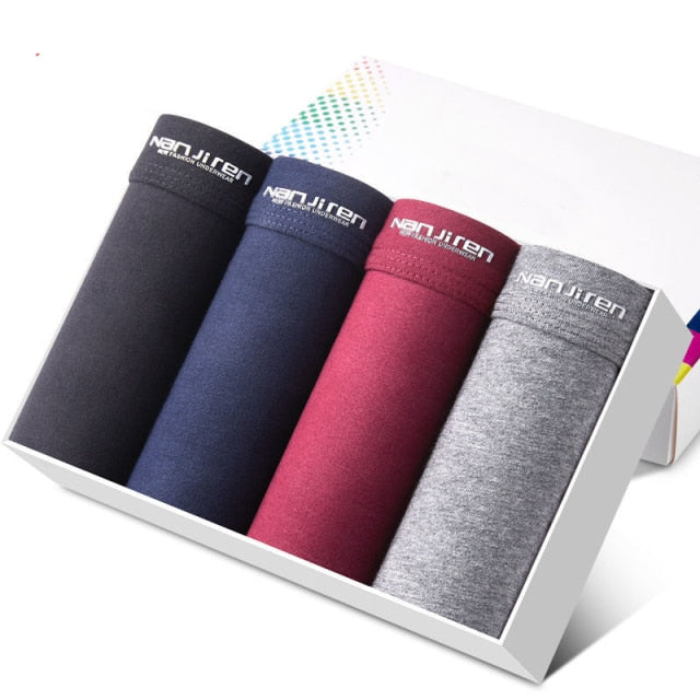 4Pcs/Lot Men's Panties Boxer Print Underwear Cotton Shorts For Male Couple Sexy Set Calecon Large Size Underpants L-5XL