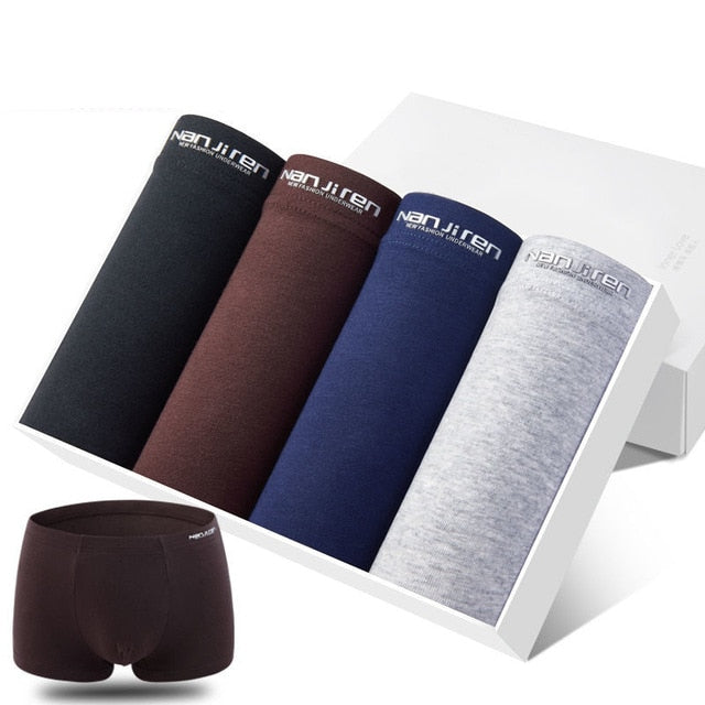 4Pcs/Lot Men's Panties Boxer Print Underwear Cotton Shorts For Male Couple Sexy Set Calecon Large Size Underpants L-5XL