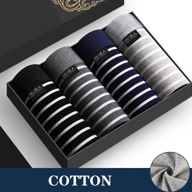 4Pcs/Lot Men's Panties Boxer Print Underwear Cotton Shorts For Male Couple Sexy Set Calecon Large Size Underpants L-5XL