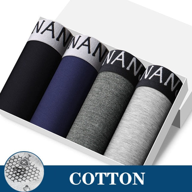 4Pcs/Lot Men's Panties Boxer Print Underwear Cotton Shorts For Male Couple Sexy Set Calecon Large Size Underpants L-5XL