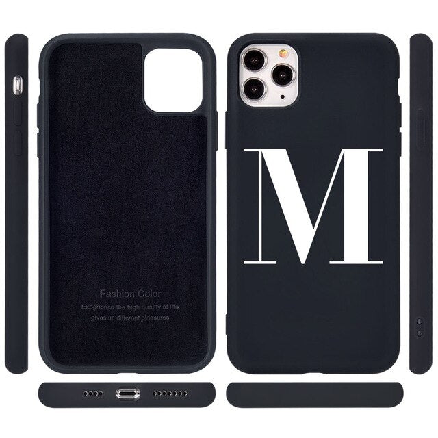 Custom Name Initial letter Diy Phone Case For iphone SE  6 6S 7 8 Plus X XS XR XS Max 11 Pro 12 Mini MAX Liquid Silicone Case